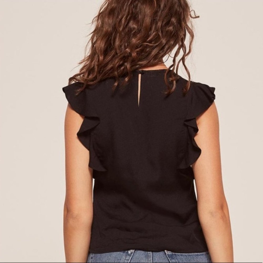 New Reformation Magpie Ruffle Flutter Sleeve Top - image 4